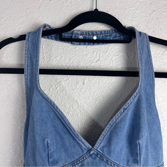 Gilli Women's Blue Denim Halter Overalls - Picture 8 of 11